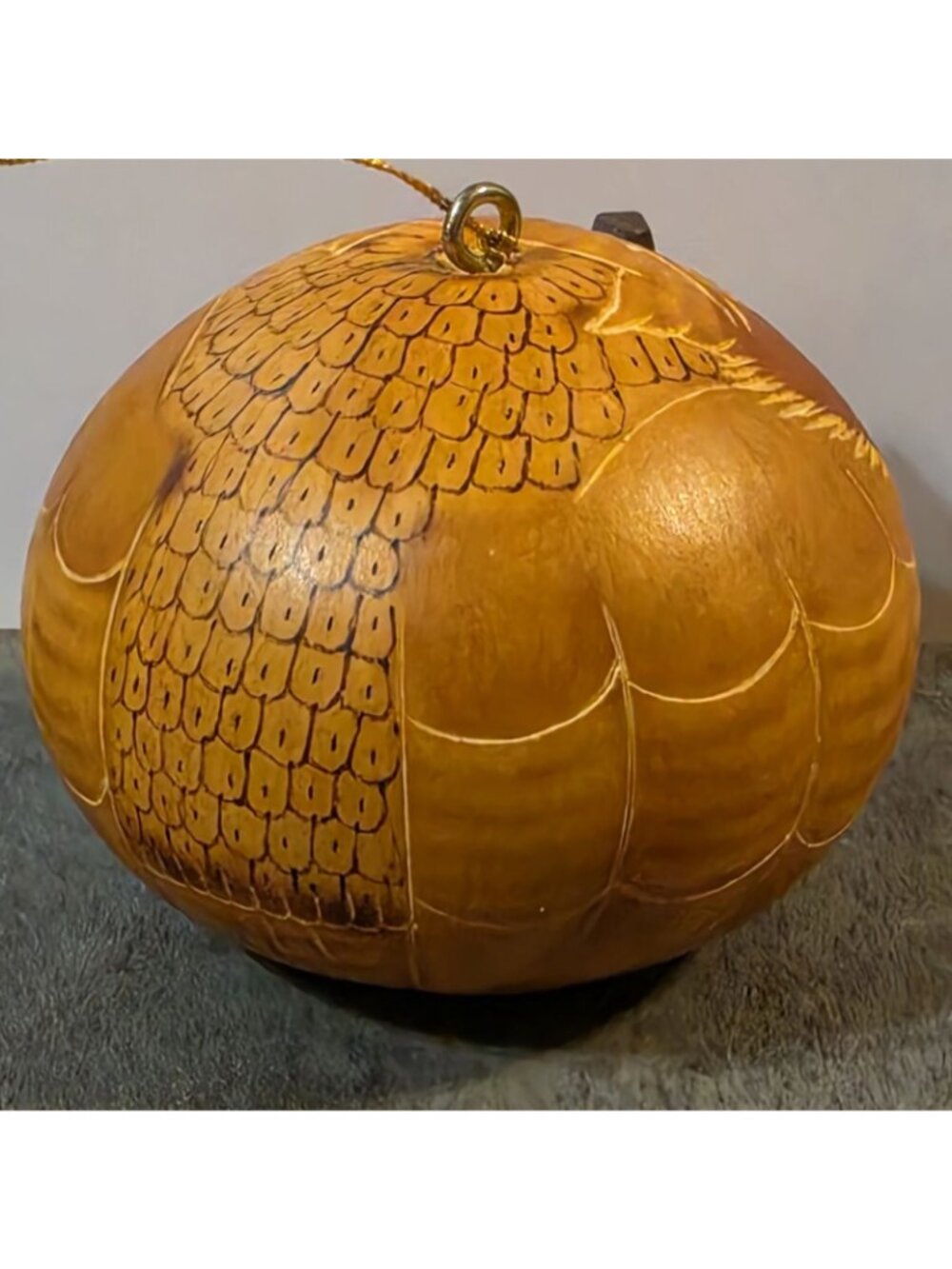 Vtg Peruvian Hand-Carved Owl Gourd Ornament – Traditional Mate Burilado Folk Art - Picture 8 of 12